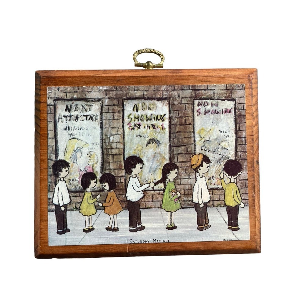🔥Vintage Mid-Century 1969 Flavia Buzza Cardozo Saturday Matinee Wood Plaque